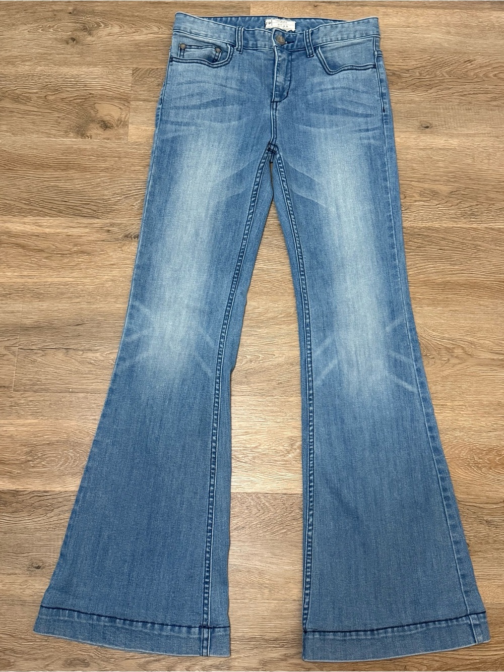 Free People Women's Light Blue High Rise Flared Jeans